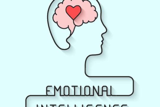 ‘Emotional Intelligence’ written below a drawing of a brain.
