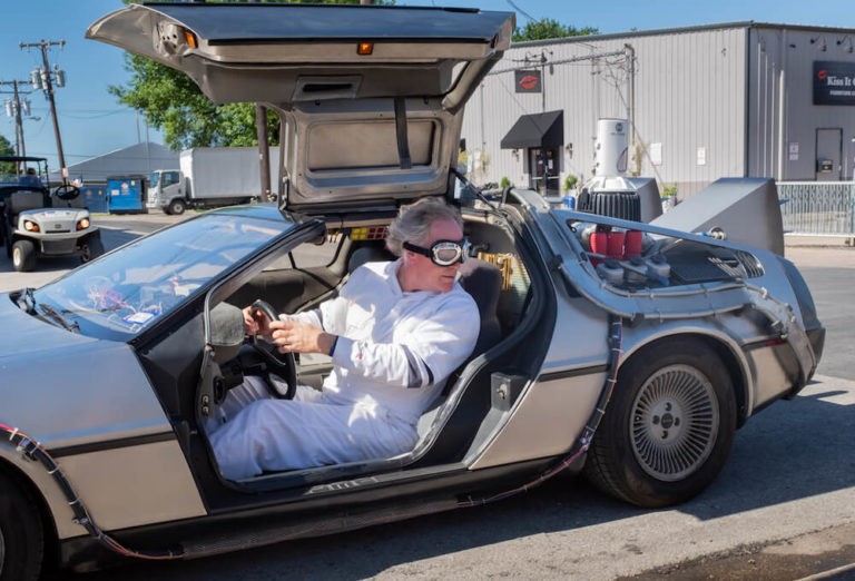 A replica DeLorean time machine in Grapevine, Texas.