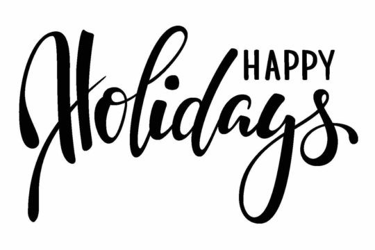 The words “Happy Holidays” written over a white background