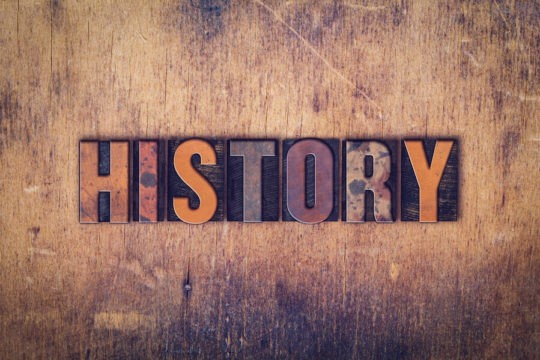 The word ‘History’ spelled out in vintage letterpress type